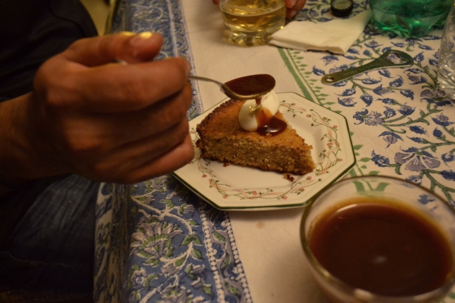 Walnut Cake with Tamarind Sauce & Whipped Cream